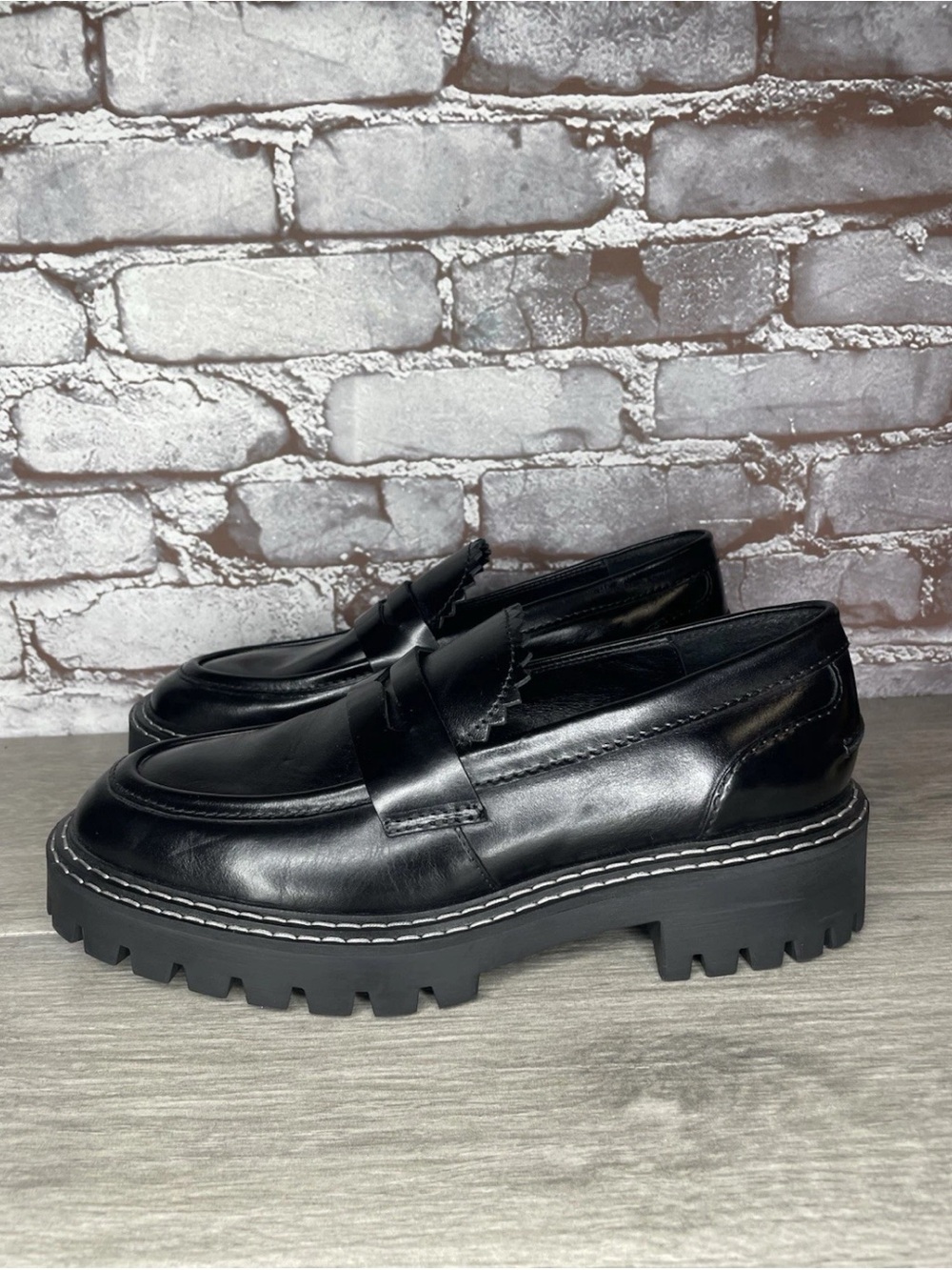 LÄST Black Leather Penny Loafer Platform Portugal Shoes Women Sz 40EU/9.5M US